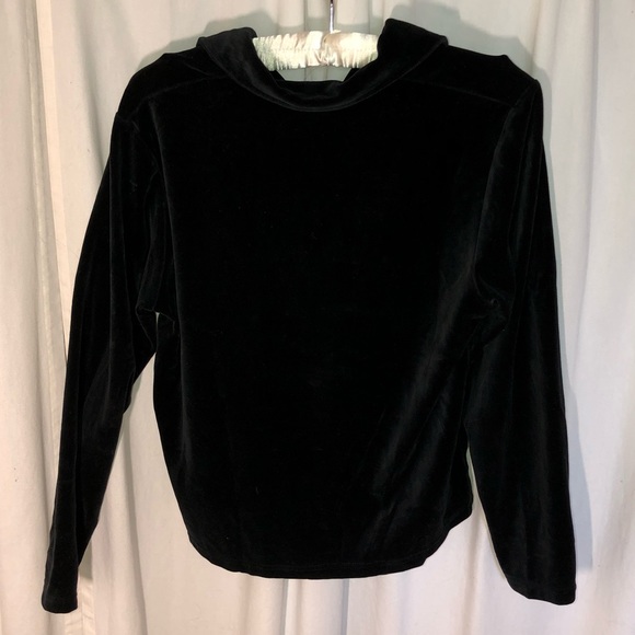 SALE Eddie Bauer Black Velour Collared Top - Picture 2 of 3